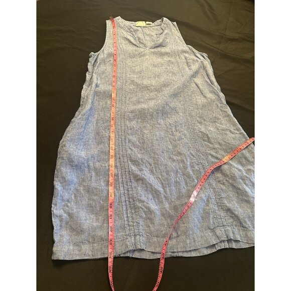 Sigrid Olsen Linen Blue Trapeze Dress Pockets Lagenlook Women’s Sz M Sleeveless - Picture 5 of 6